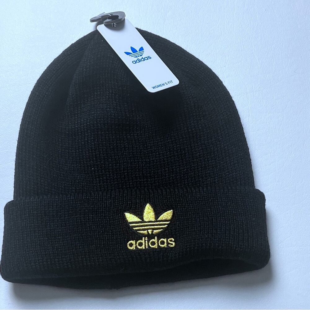 Adidas  Original Trefoil Women's Black & Gold Cold Weather Winter Beanie